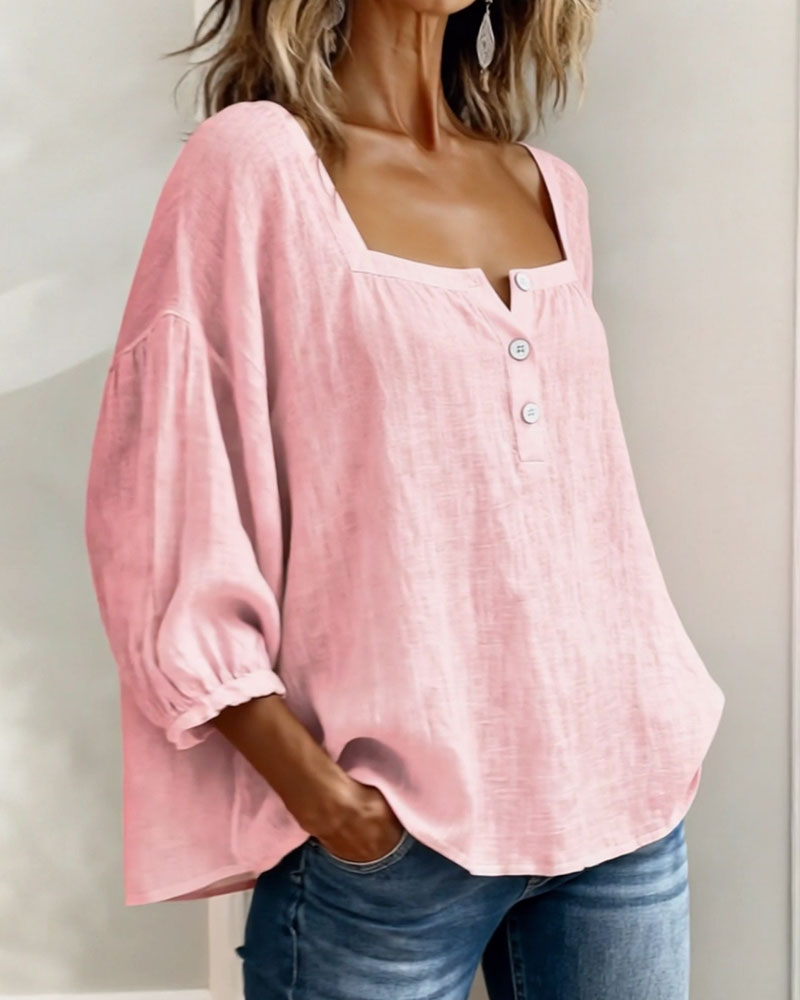 Orlinda | Puff Sleeve Blouse with Square Neckline