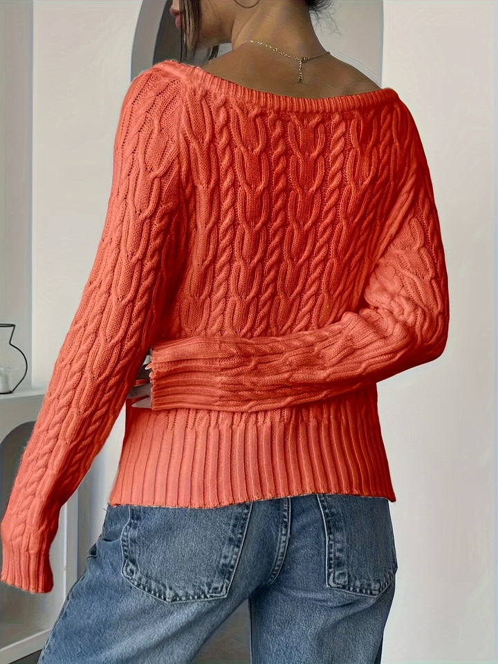 Women's Fitted Cable Knit Aran Sweater 5