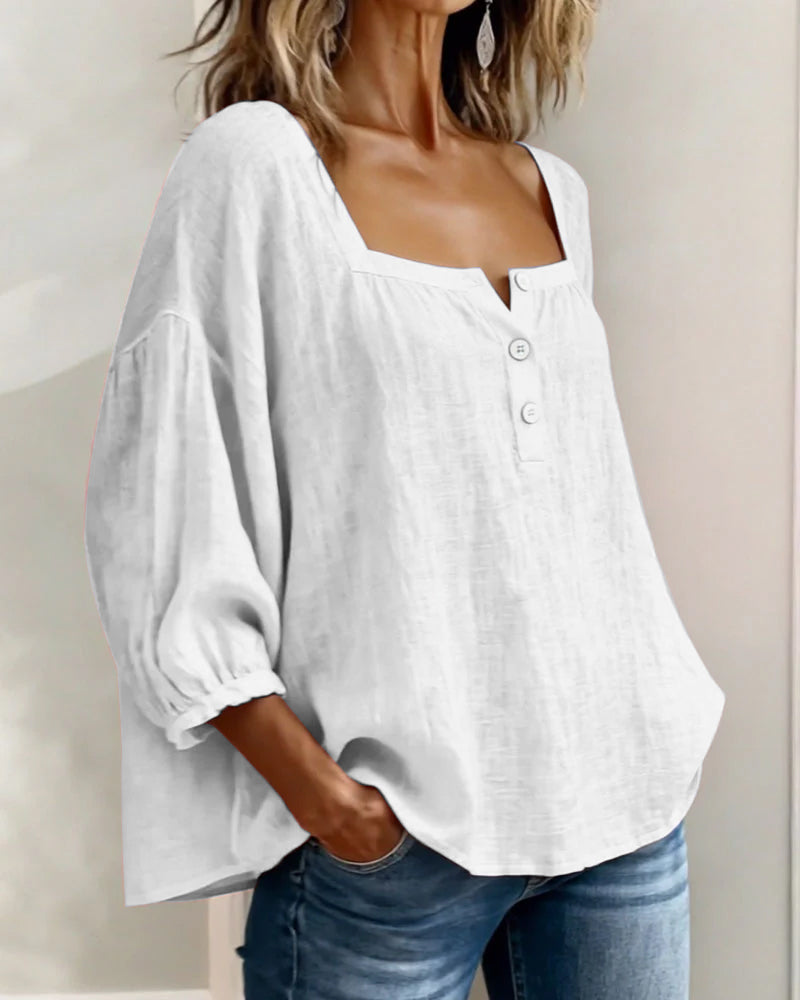 Orlinda | Puff Sleeve Blouse with Square Neckline