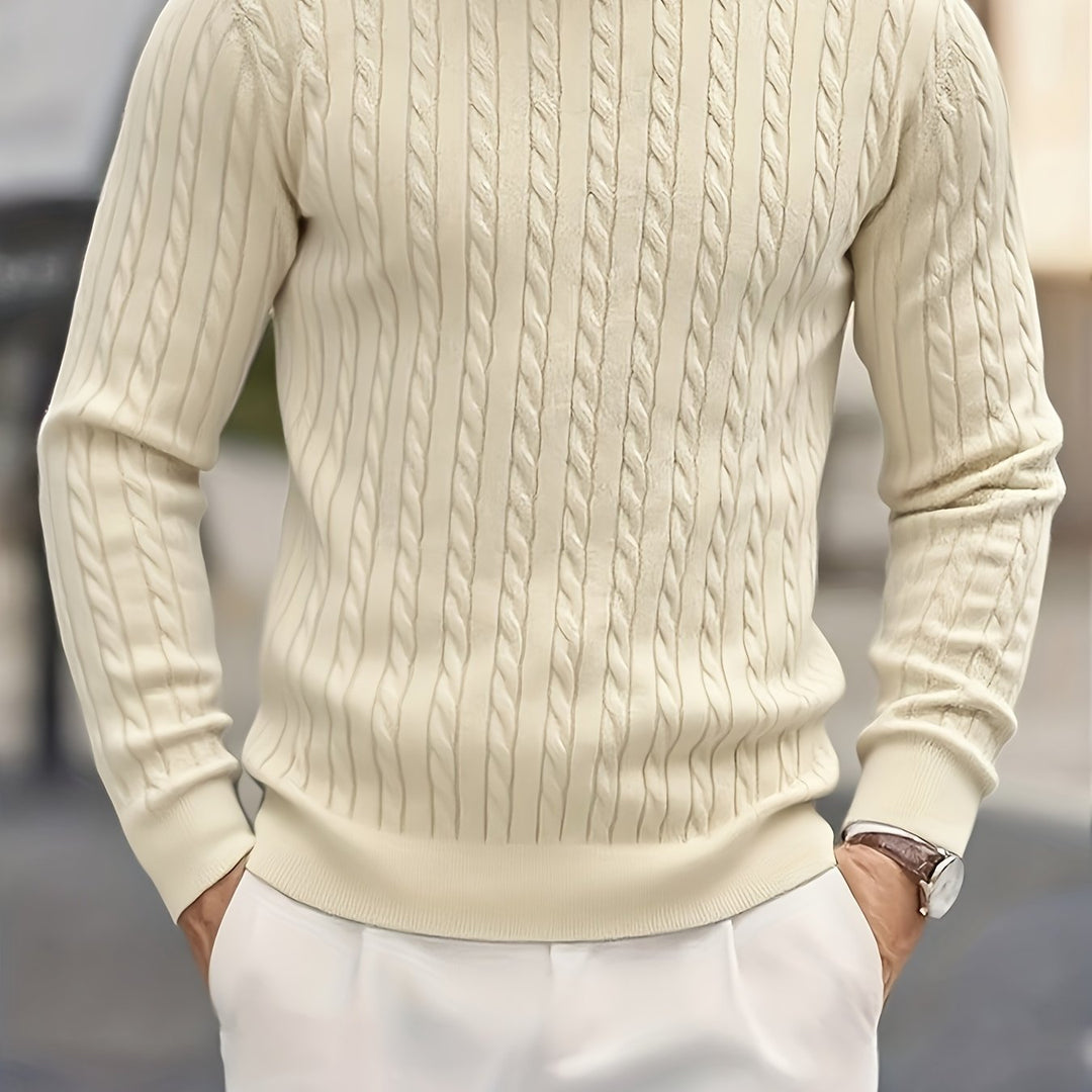 Men's Crew Neck Cable Knit Aran Jumper 13