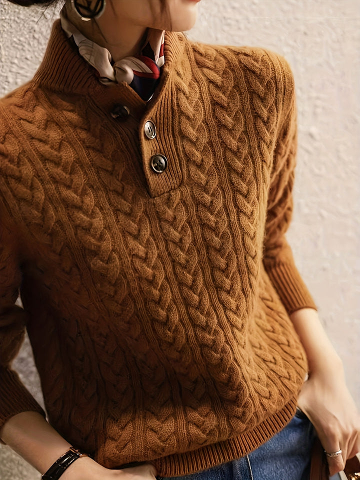 Women's Cable Knit Collared Aran Jumper 3