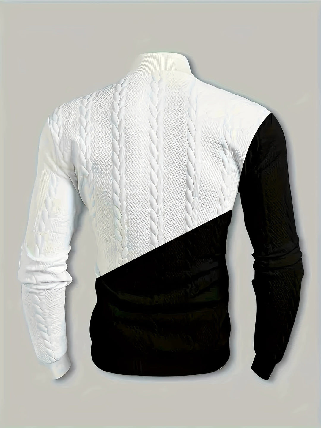 Men's Mock Neck Textured Knit Aran Jumper 9