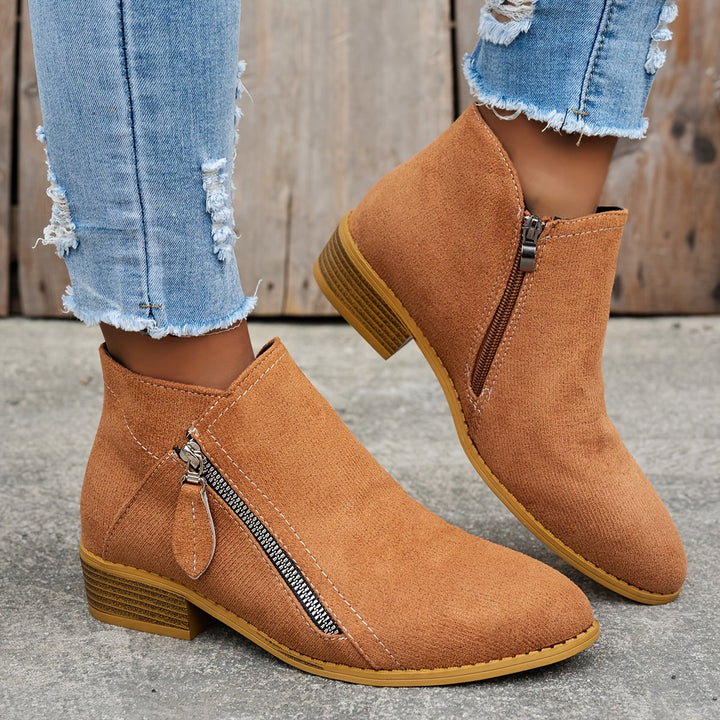 Aoibheann | Orthopedic Block Heel Ankle Boots with Side Zips