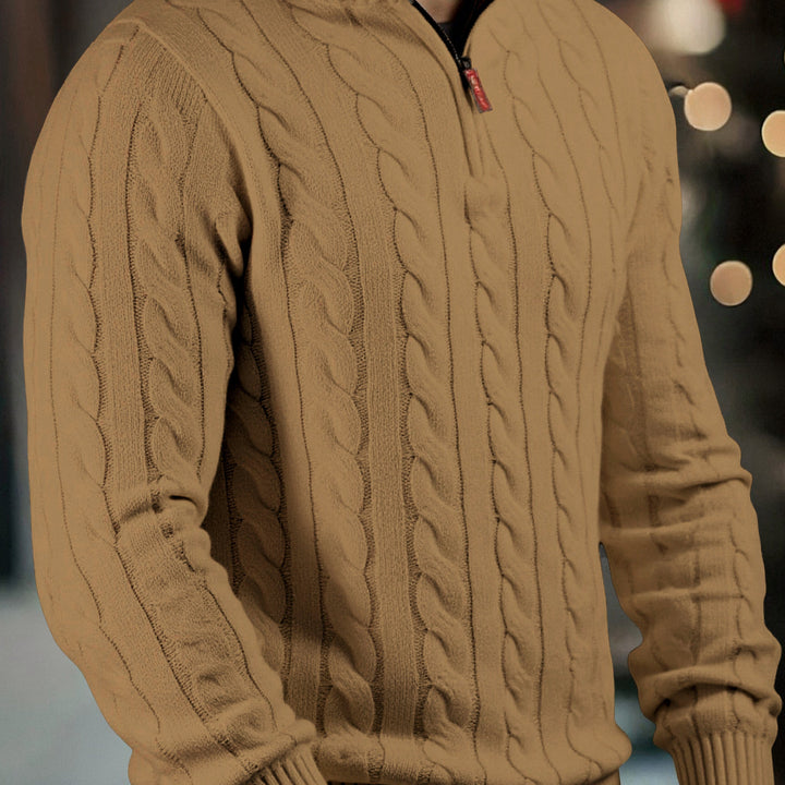 Men's Half Zip Cable Knit Aran Jumper 11