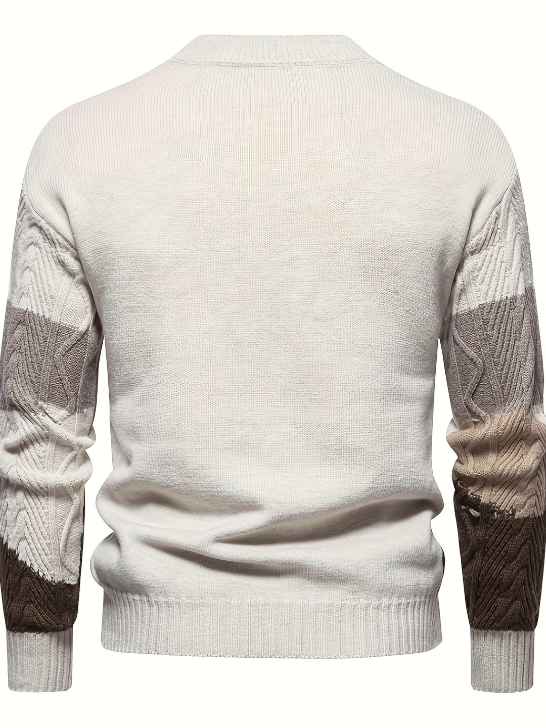 Men's Abstract Colour Block Cable Knit Aran Jumper 3