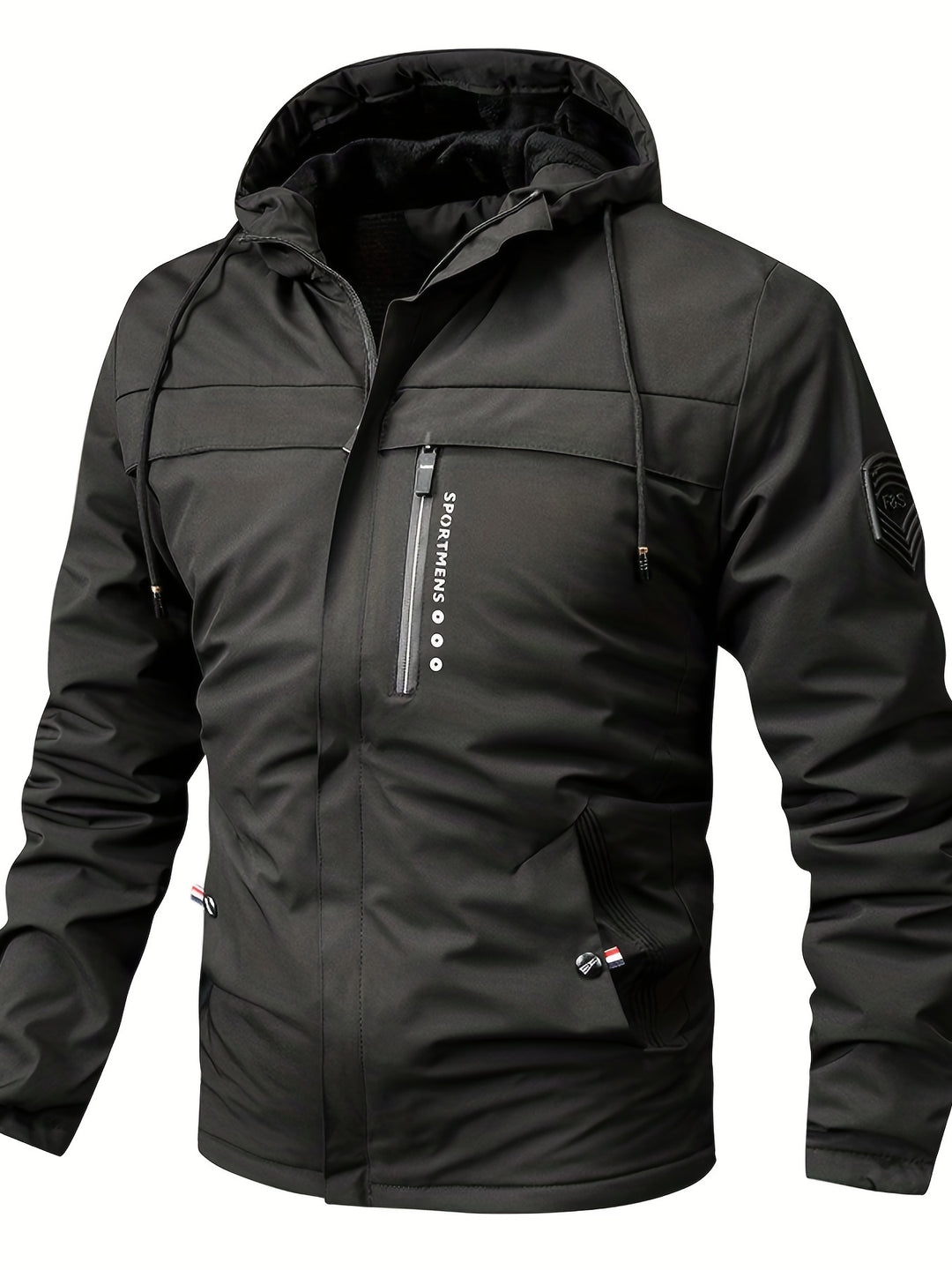 Men's Fleece Lined Hooded Windproof Jacket 1