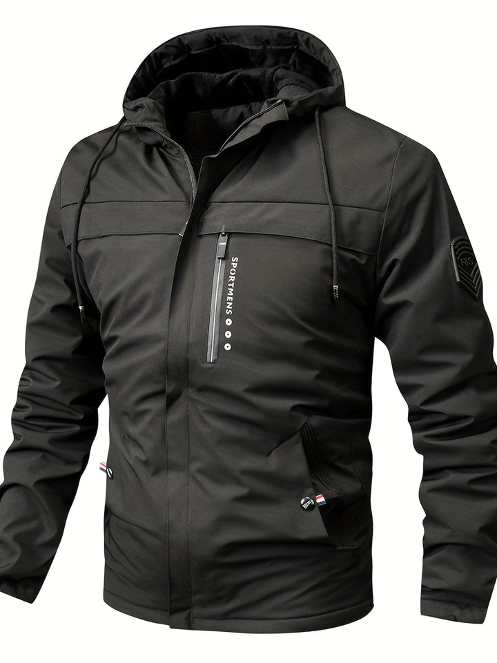 Men's Fleece Lined Hooded Windproof Jacket 1