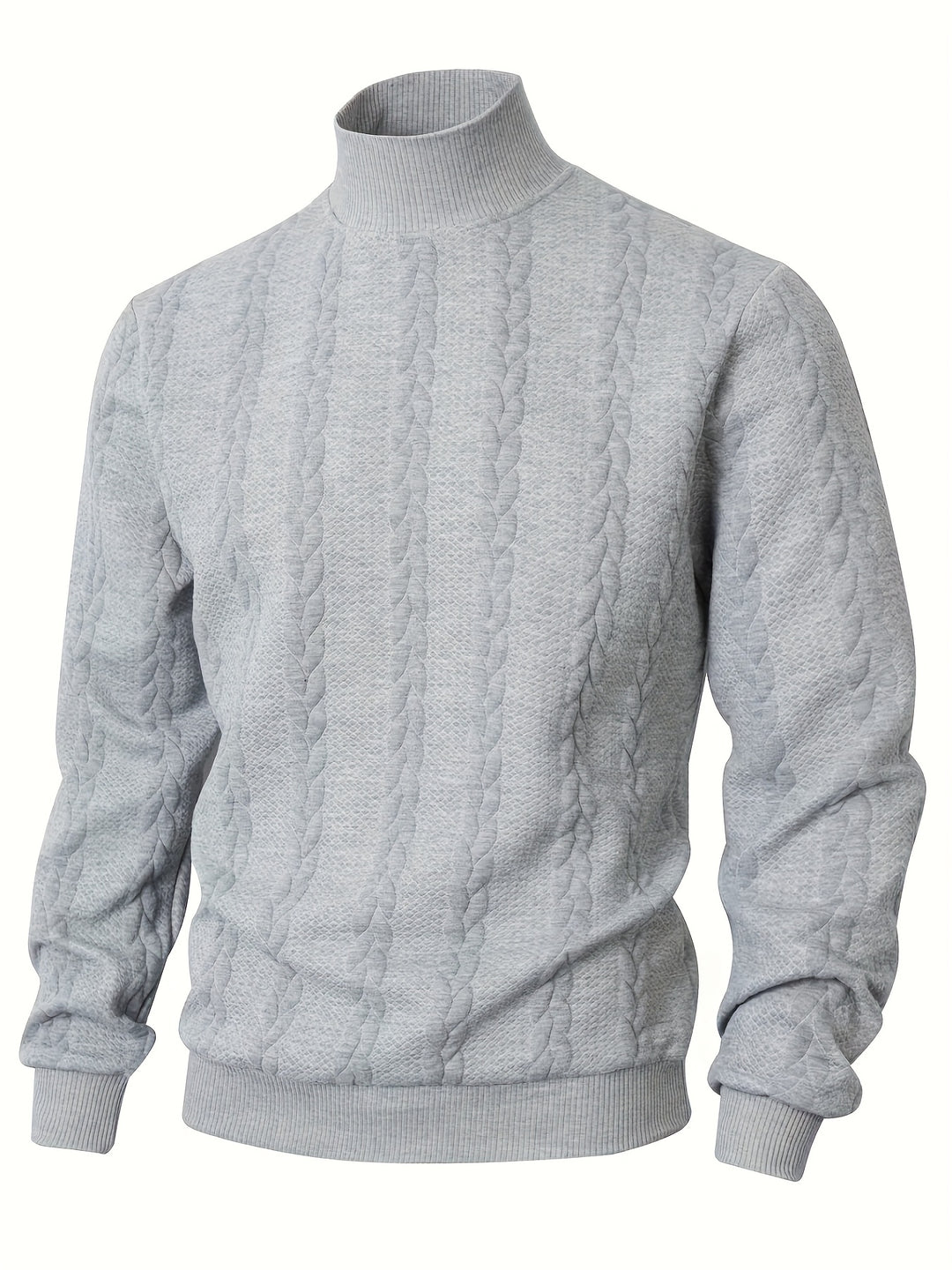 Men's Mock Neck Textured Knit Aran Jumper 3