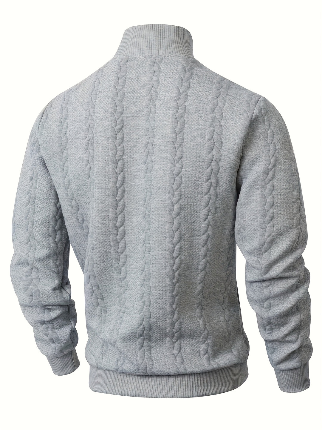 Men's Mock Neck Textured Knit Aran Jumper 7