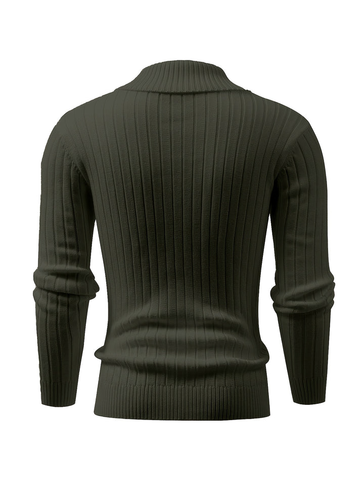 Men's Shawl Collar Ribbed Knit Aran Jumper 10