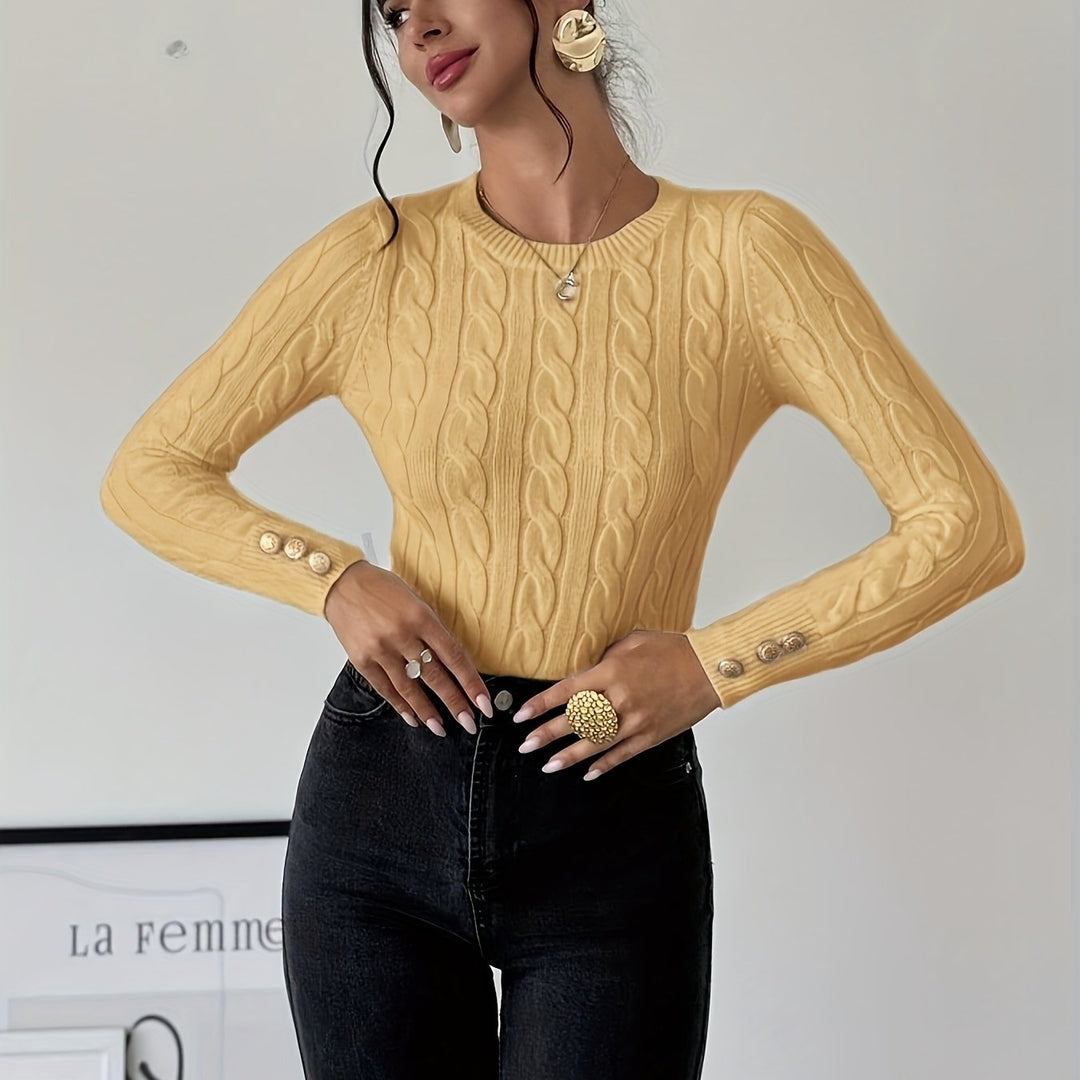 Women's Slim Fit Cable Knit Aran Jumper 16
