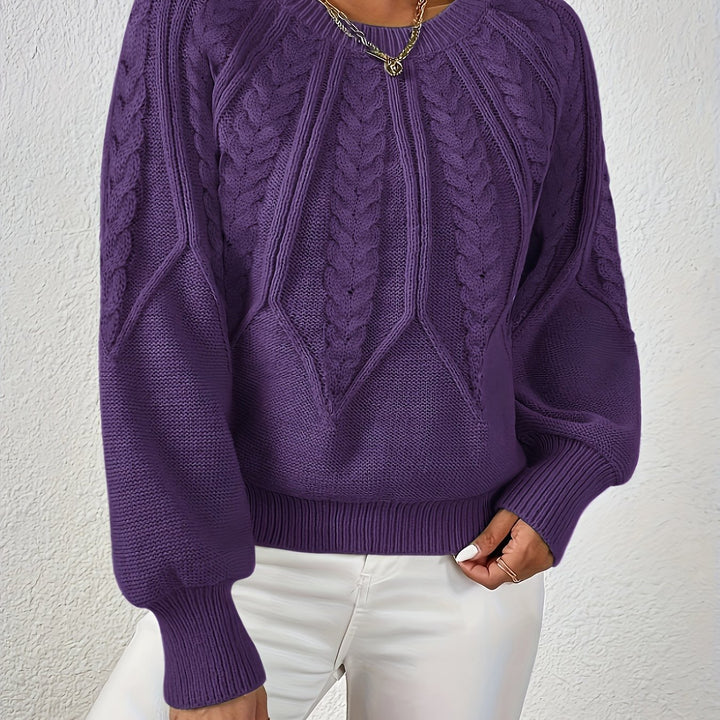 Women's Balloon Sleeve Cable Knit Aran Jumper 21