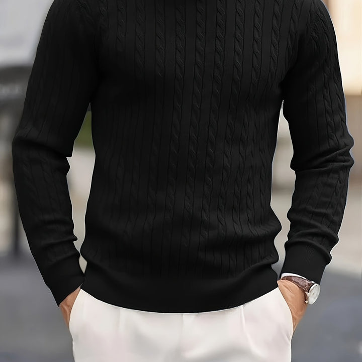 Men's Crew Neck Cable Knit Aran Jumper 12