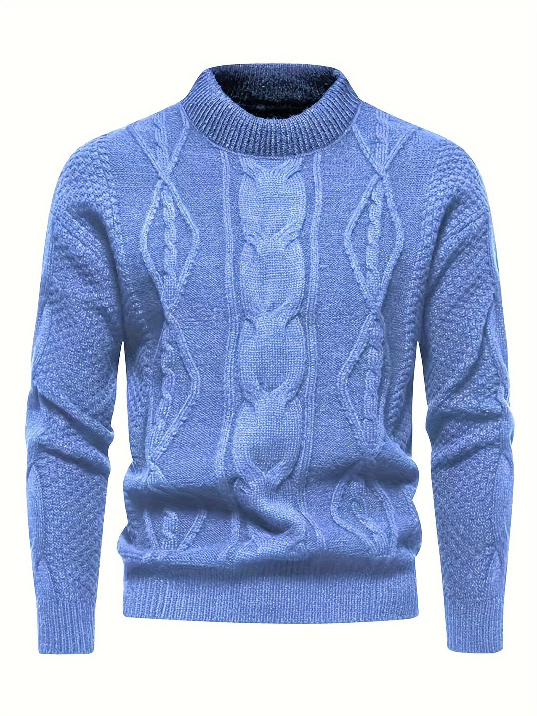 Men's Crew Neck Diamond Cable Knit Aran Jumper 1