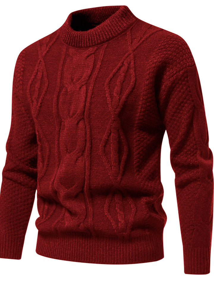 Men's Crew Neck Honeycomb Cable Aran Jumper 3