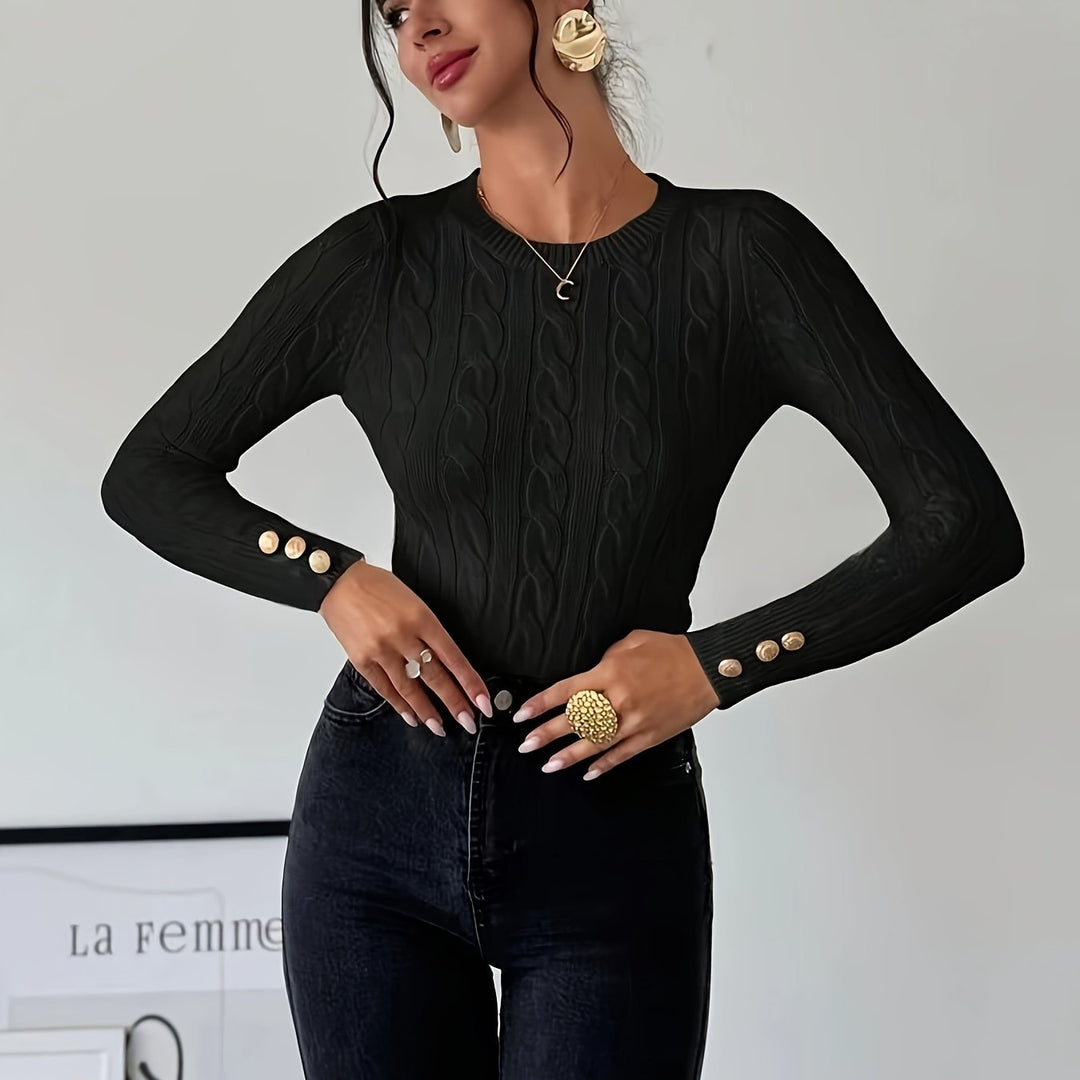 Women's Slim Fit Cable Knit Aran Jumper 13
