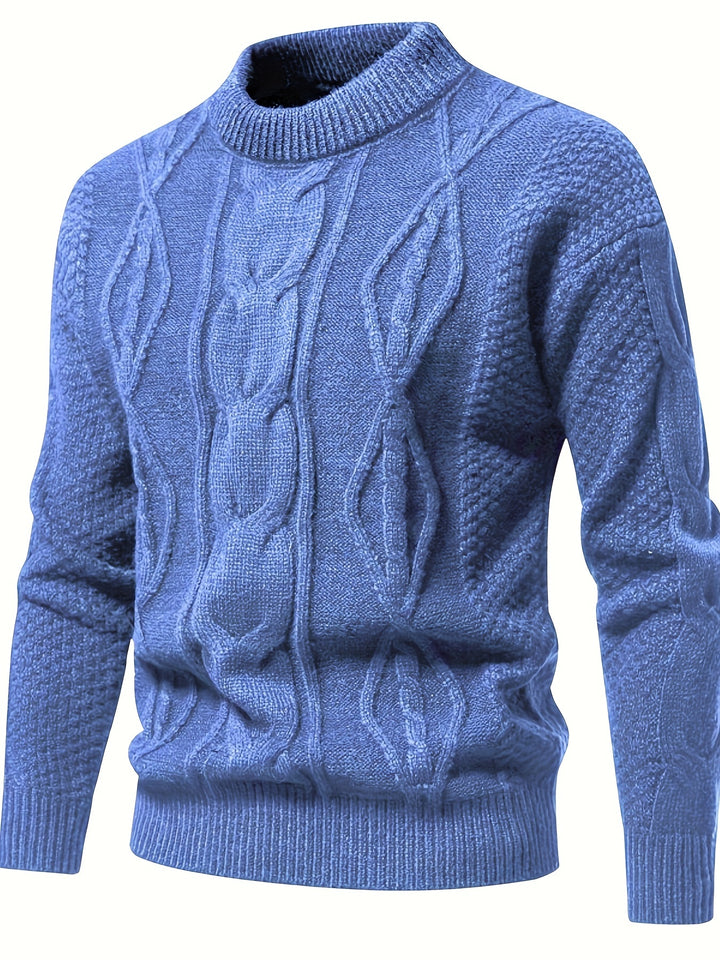 Men's Crew Neck Honeycomb Cable Aran Jumper 4