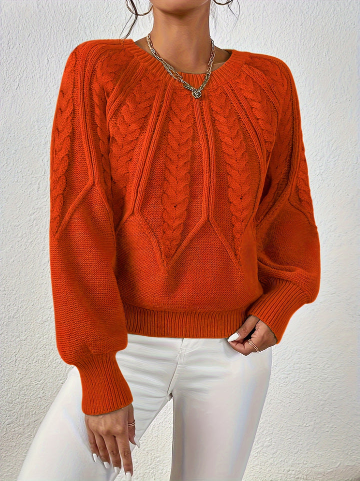 Women's Balloon Sleeve Cable Knit Aran Jumper 4