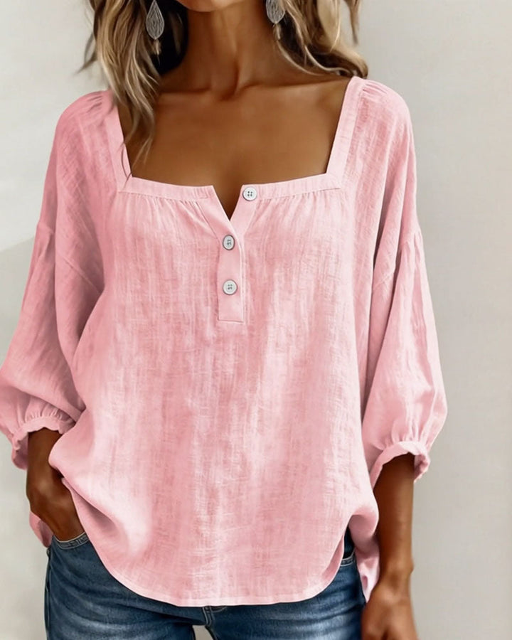 Orlinda | Puff Sleeve Blouse with Square Neckline