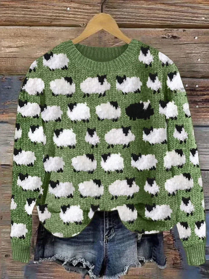 Women's Tree Print Christmas Jumper - Green