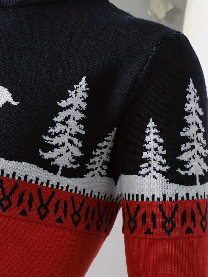 Men's Reindeer Crew Neck Christmas Jumper - Red