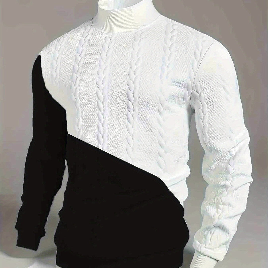 Men's Mock Neck Textured Knit Aran Jumper 15