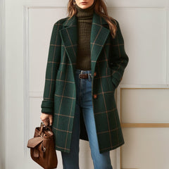 Aoibhinn | Women's Long Woolen Tweed Plaid Coat