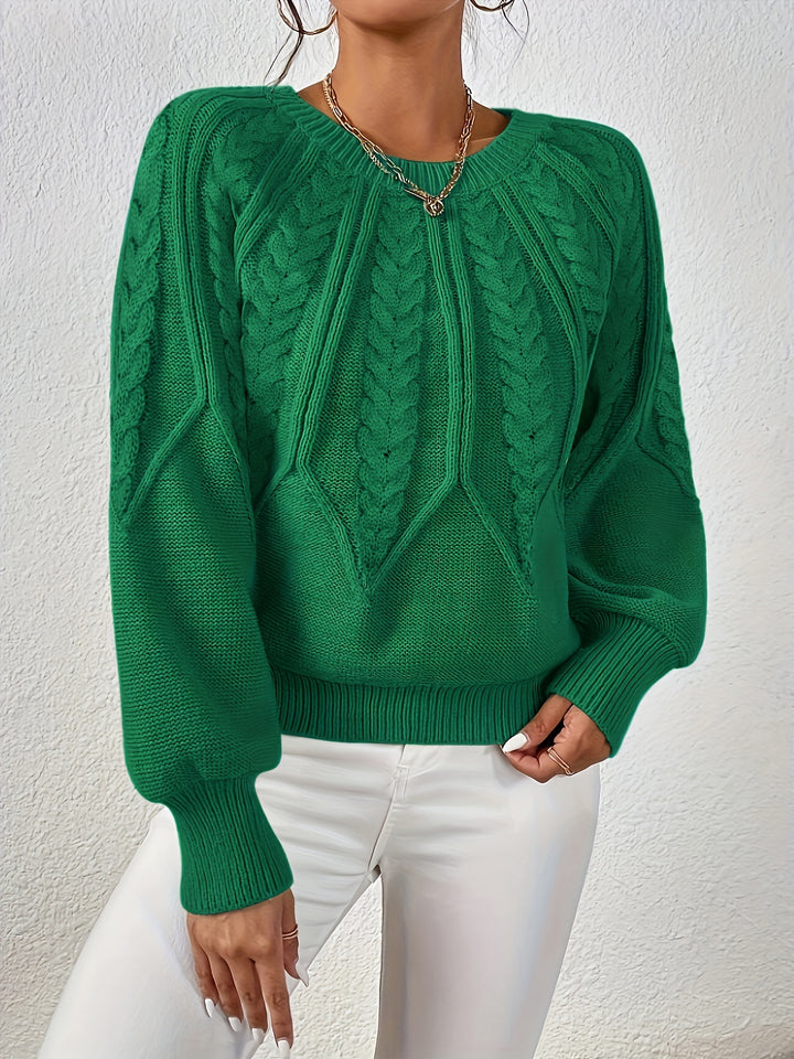 Women's Balloon Sleeve Cable Knit Aran Jumper 9