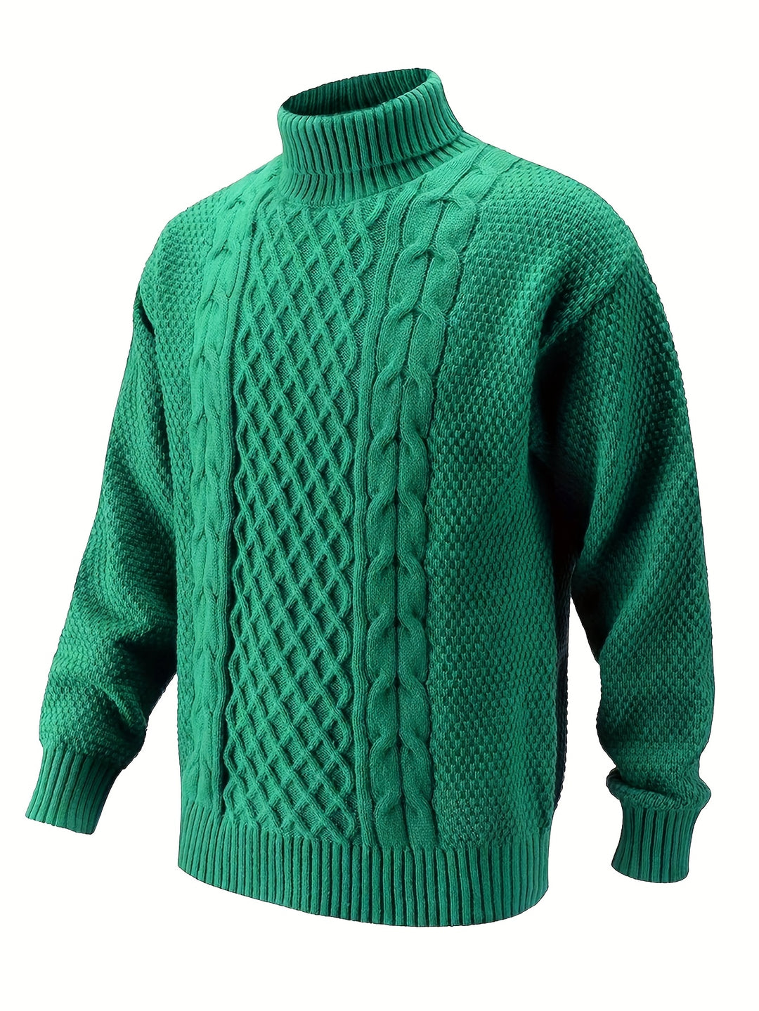 Men's Turtleneck Cable Knit Aran Jumper 4