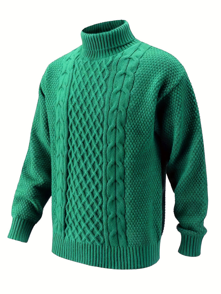 Men's Turtleneck Cable Knit Aran Jumper 4