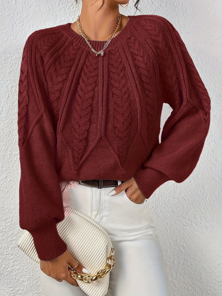 Women's Balloon Sleeve Cable Knit Aran Jumper 5