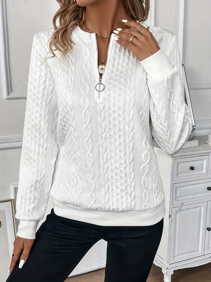 Women's Cable Knit Zip Neck Sweater