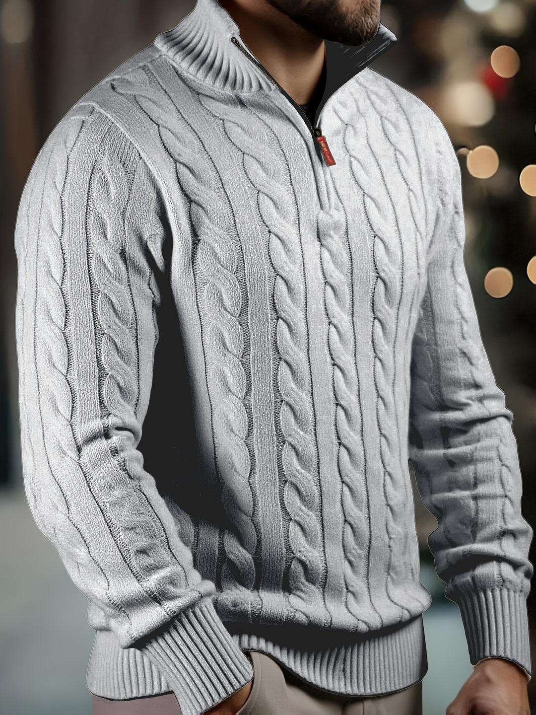 Men's Half Zip Cable Knit Aran Jumper 4
