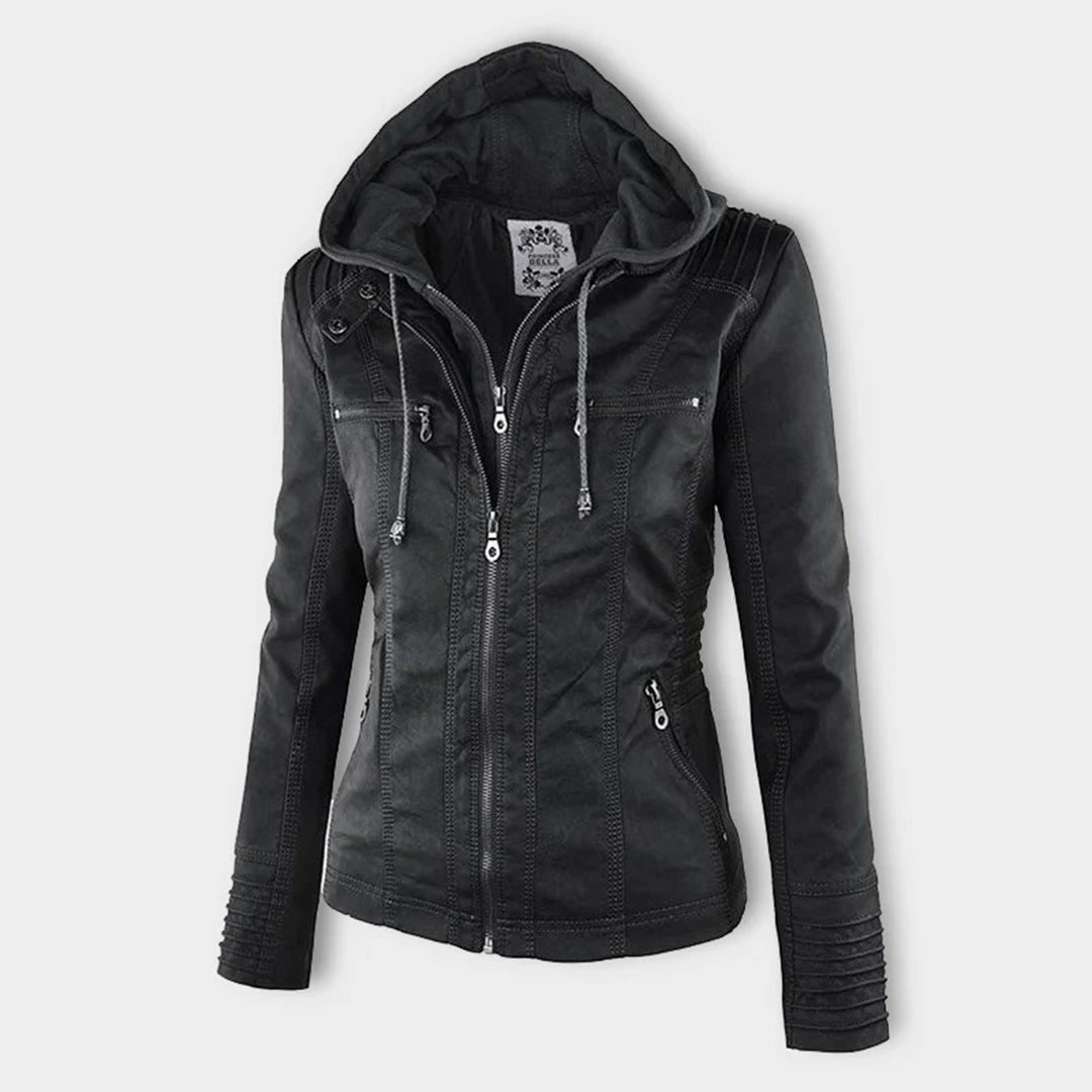 Niamh | Women's Waterproof Hooded Leather Jacket
