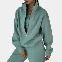 Shannon | Women's Cropped Half Zip Fleece Tracksuit Set