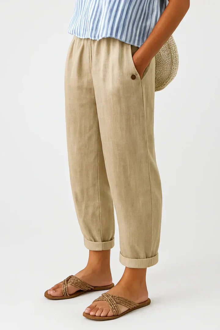 Maeve | Women's Tapered Cropped Trousers with Elasticated Waist