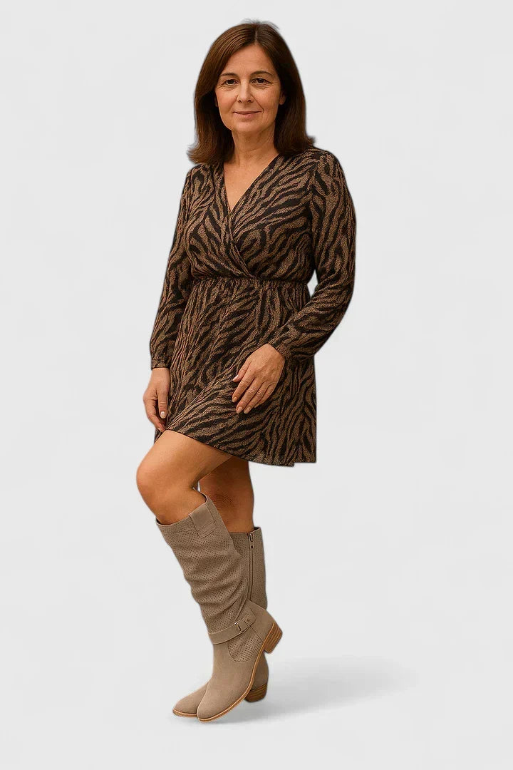 Women's Orthopedic Slouch Knee High Heel Boots - Khaki