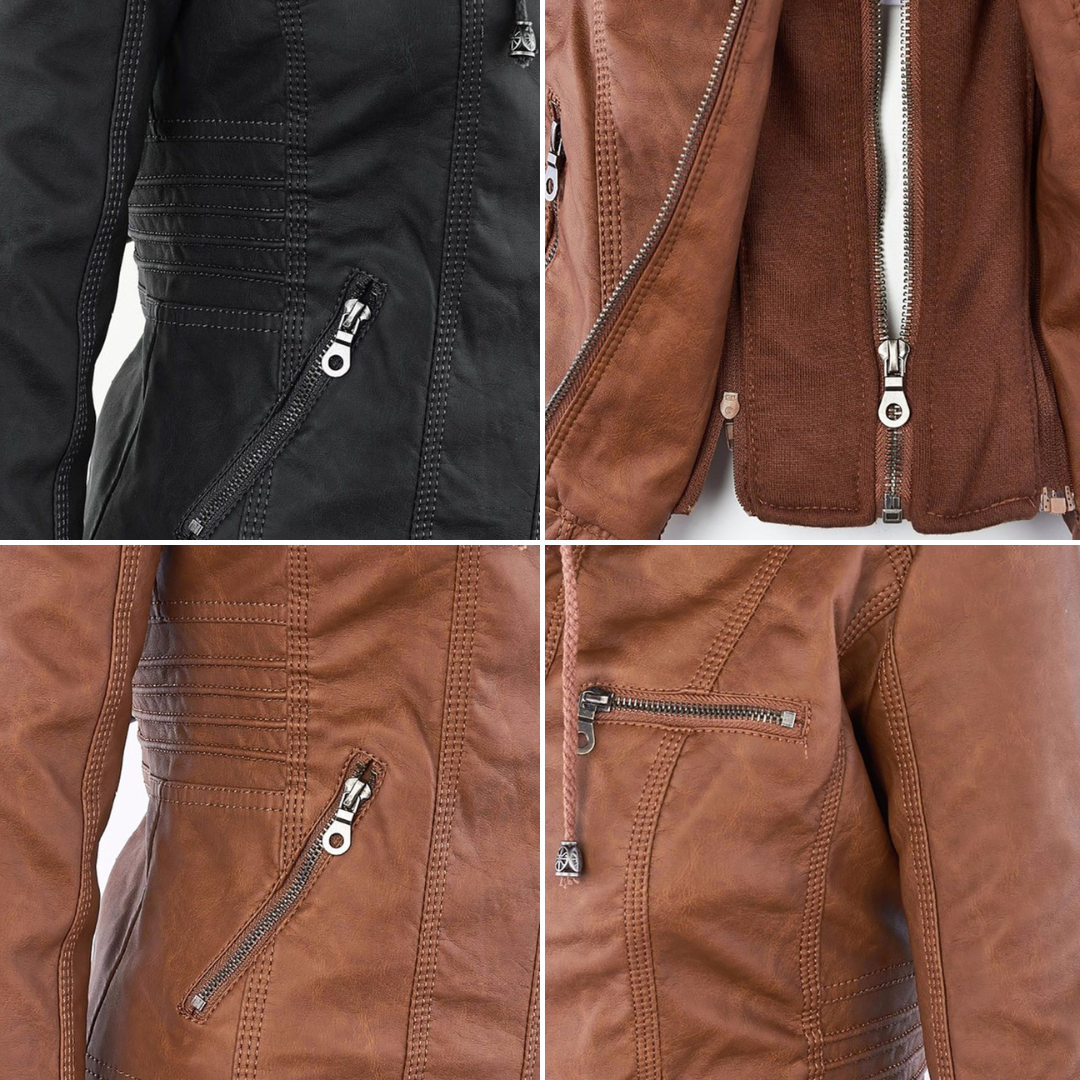 Niamh | Women's Waterproof Hooded Leather Jacket