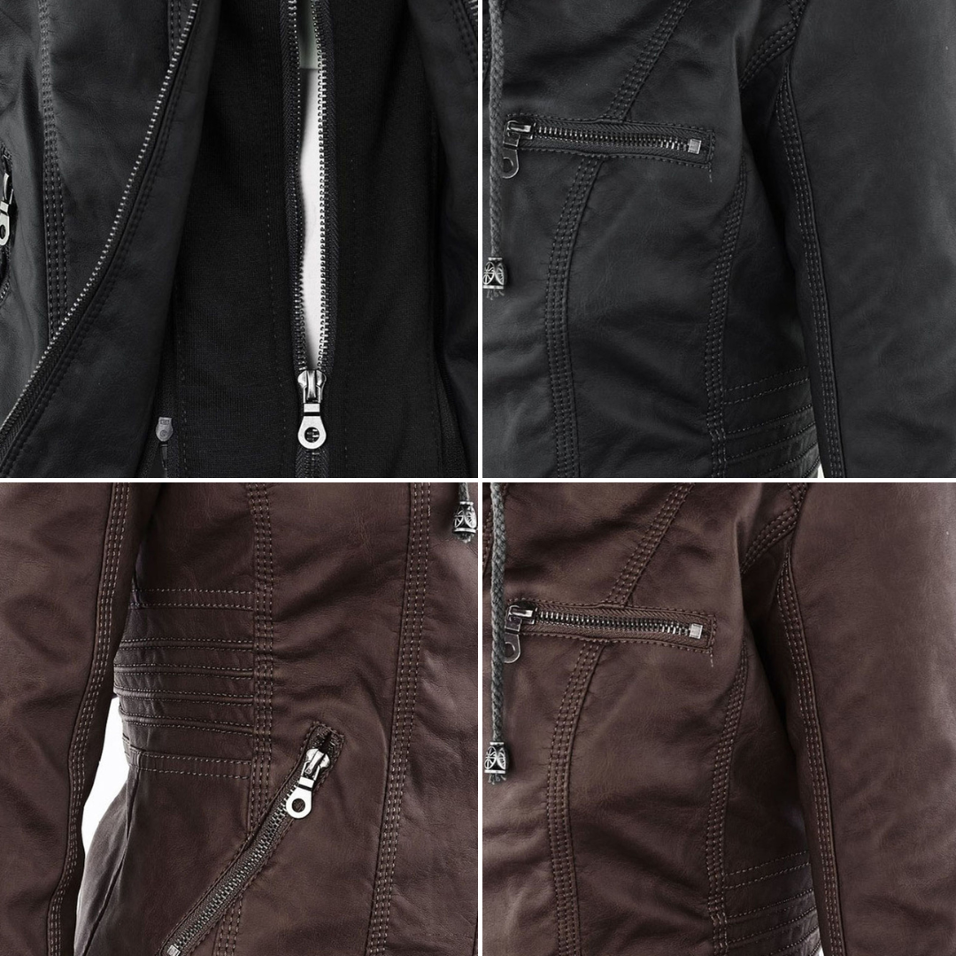 Niamh | Women's Waterproof Hooded Leather Jacket