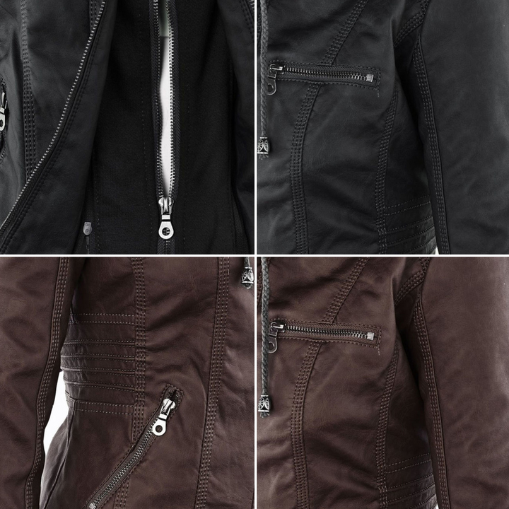Niamh | Women's Waterproof Hooded Leather Jacket