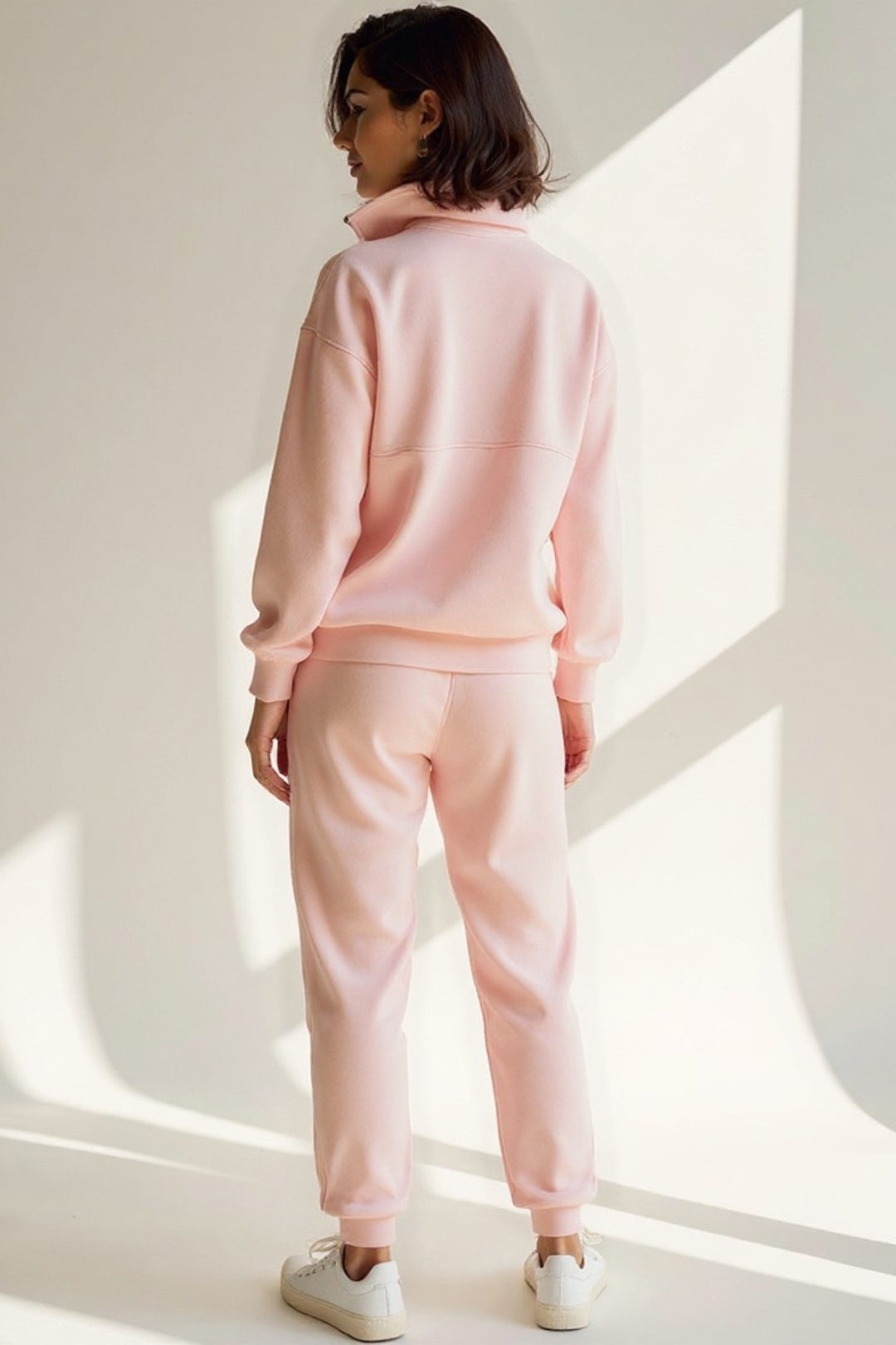 Women's Cotton Half Zip Jogger Tracksuit Set 3