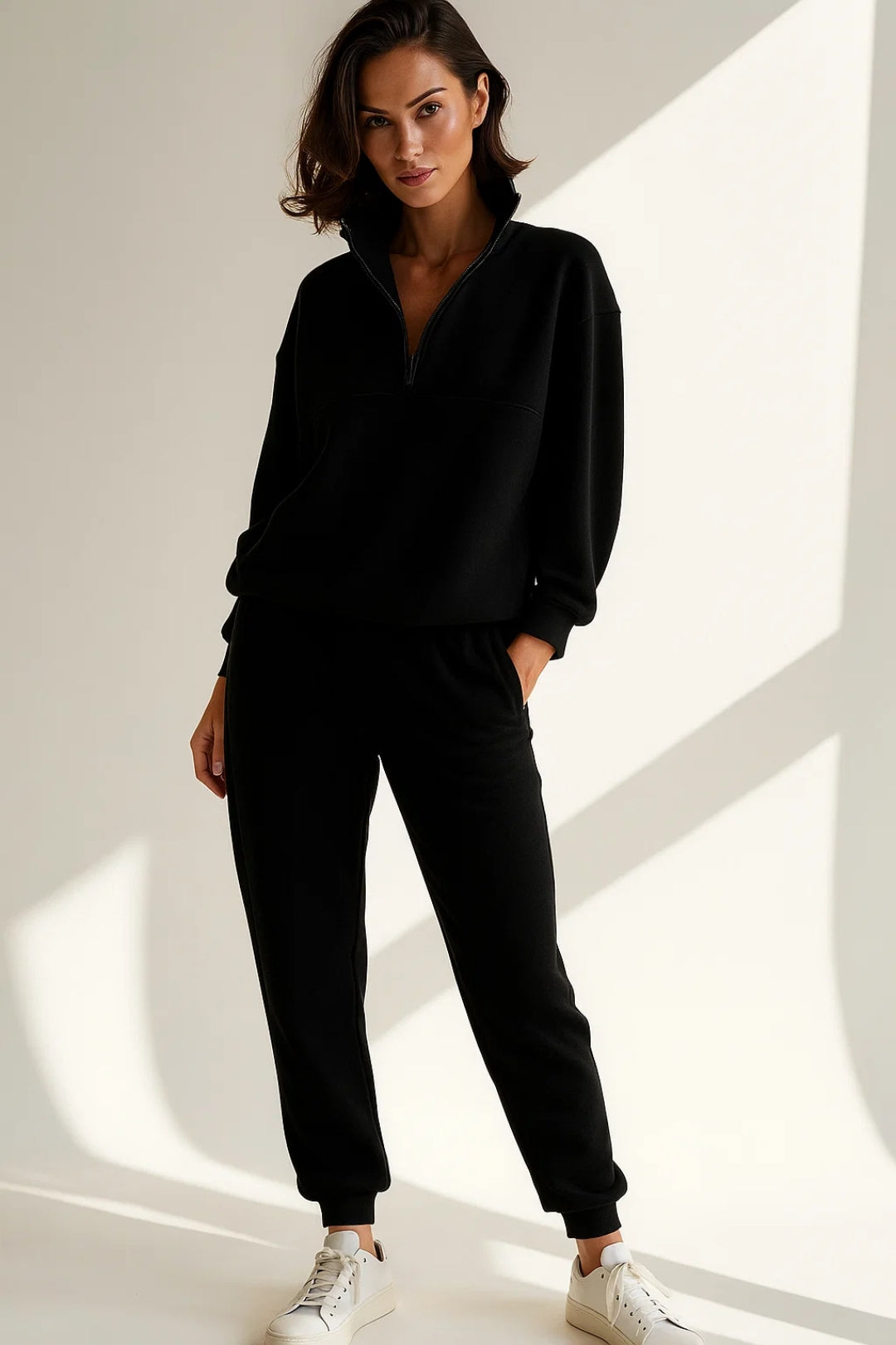 Women's Cotton Half Zip Jogger Tracksuit Set 5