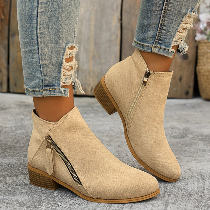 Aoibheann | Orthopedic Block Heel Ankle Boots with Side Zips