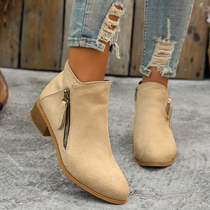 Aoibheann | Orthopedic Block Heel Ankle Boots with Side Zips