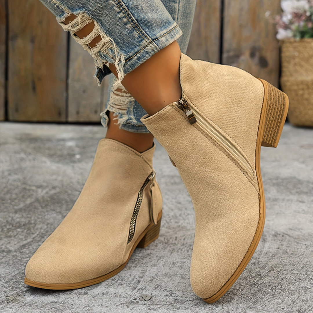 Aoibheann | Orthopedic Block Heel Ankle Boots with Side Zips