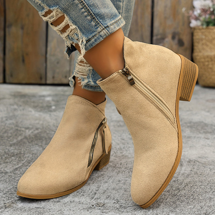 Aoibheann | Orthopedic Block Heel Ankle Boots with Side Zips