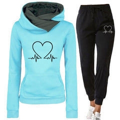 Orlagh | Women's Heartbeat Print Hoodie Tracksuit Set