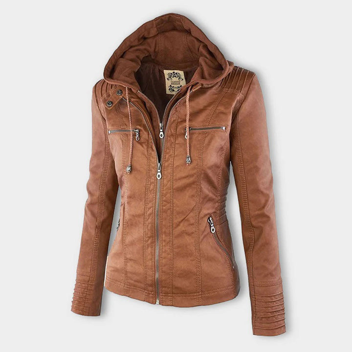 Niamh | Women's Waterproof Hooded Leather Jacket