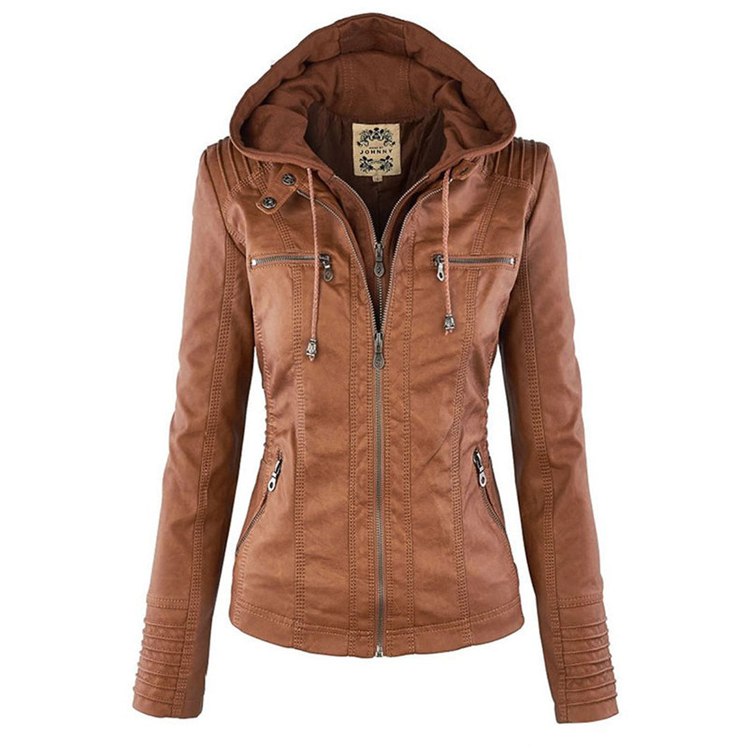 Niamh | Women's Waterproof Hooded Leather Jacket