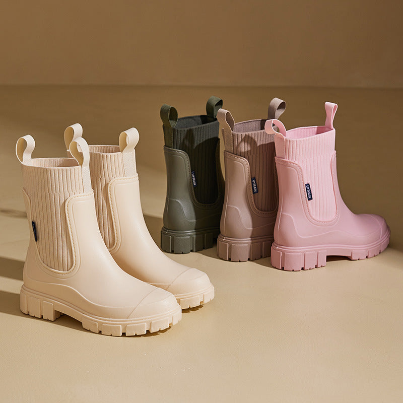 Women's Chunky Sock Style Chelsea Boots